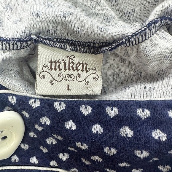 Vintage Miken Tunic Tank Top Large Blue Hearts Whimsy Layer Twee Sleeveless Y2k - Picture 2 of 10